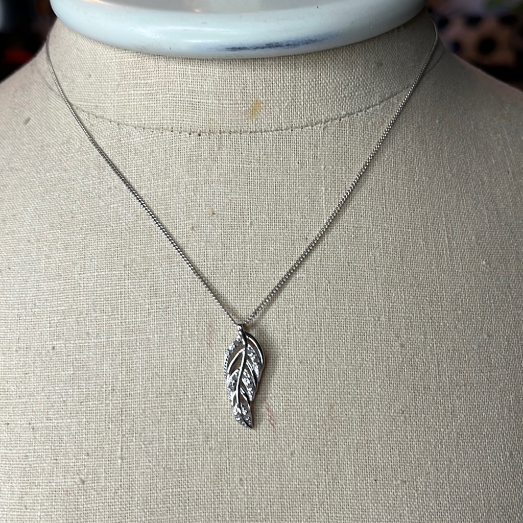 Sterling Silver Diamond Necklace Hallmarked